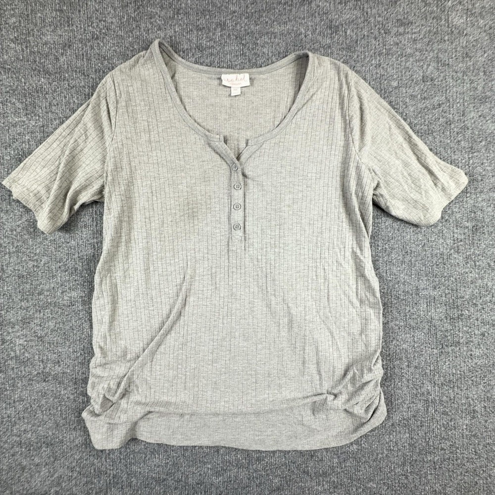 Isabel By Ingrid & Isabel Shirt Womens XXL Gray Maternity Henley Short Sleeve